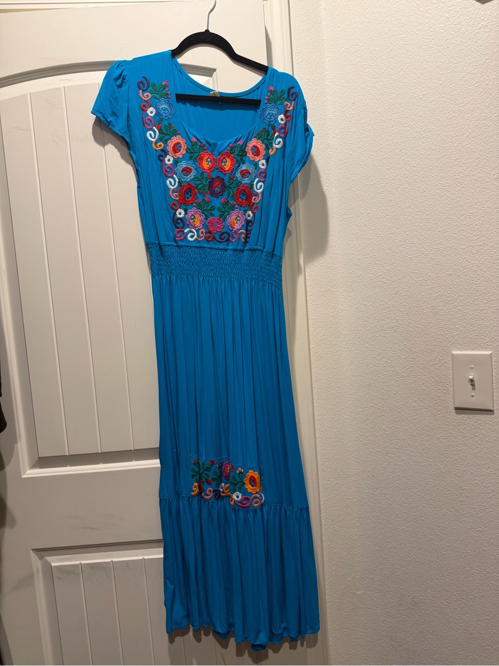 Bright Blue Embroidered Maxi Dress - Women